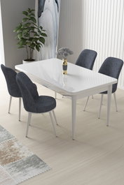 Hanah Home Juego de Mesa y Sillas de Comedor Blanco y Humo (5 Piezas)